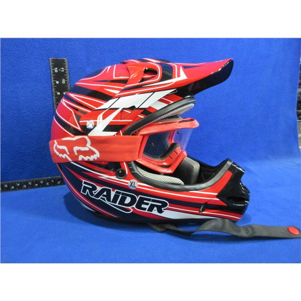 Raider Model ST-1542 Adult MX-3 Helmet & Fox Racing Goggles - Size XL
