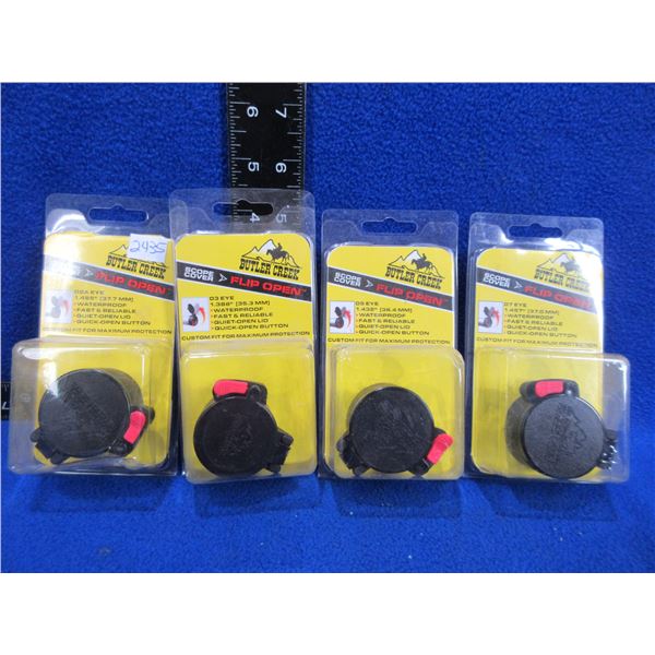 NEW - 4 Butler Creek Flip-Open Lens Covers - Sizes 3, 5, 7 and 9A Eye