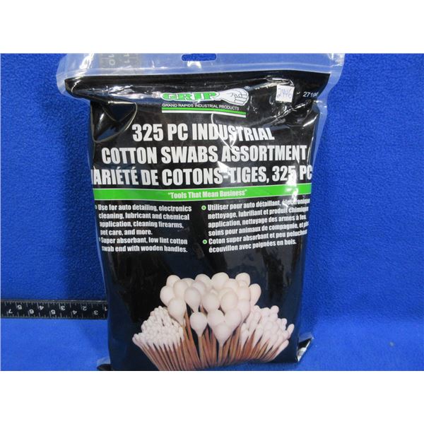 NEW - GRIP 325 Piece Industrial Cotton Swabs Assortment
