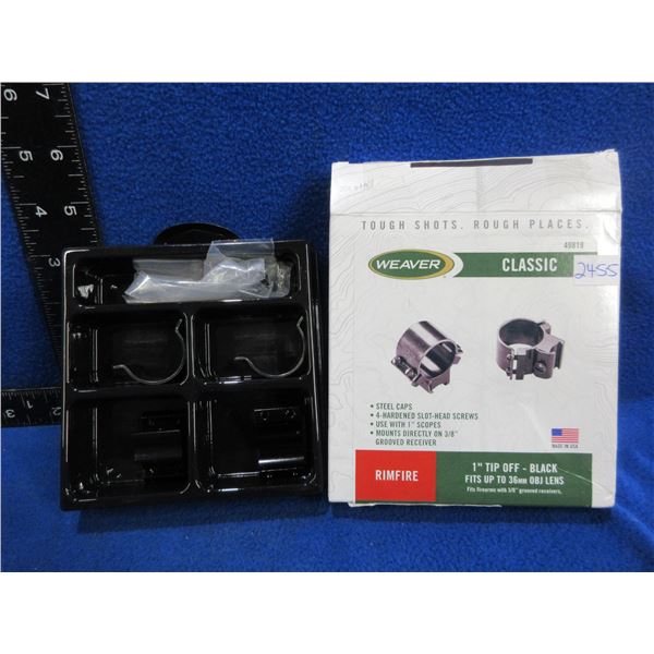 NEW - Weaver Classic 1" Tip Off Rimfire Rings - Black # 49819