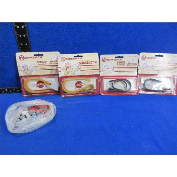 4 Marksman Repeater Slingshot Replacement Kits & Slingshot Ammo