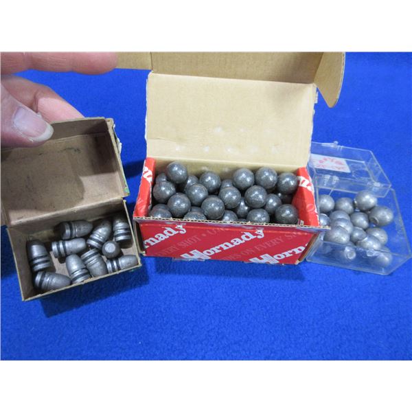 58 Cal. Lead Round Balls (Box of 50), 56 Cal. RB x 15, .40" RN FP x 10