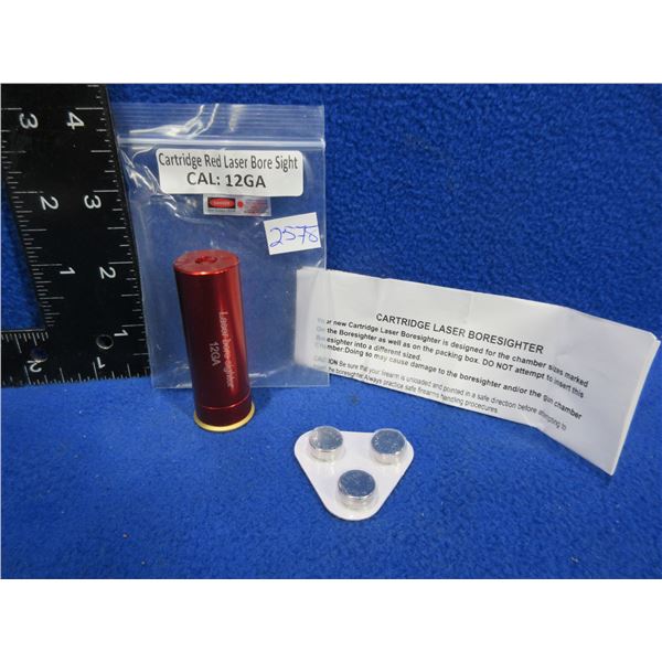 NEW - 12 Gauge Cartridge Red Laser Bore Sight with Batteries