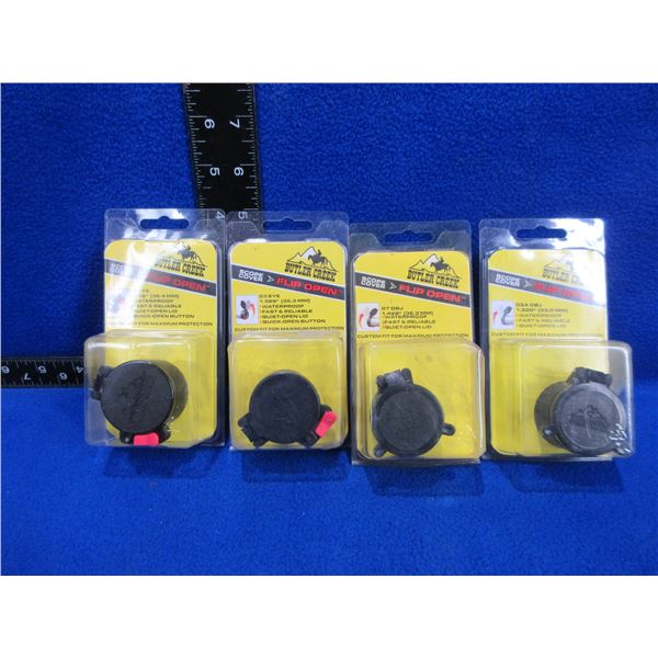 NEW - 4 Butler Creek Flip-Open Lens Covers - Sizes 3 and 5 Eye, 3A and 7 OBJ