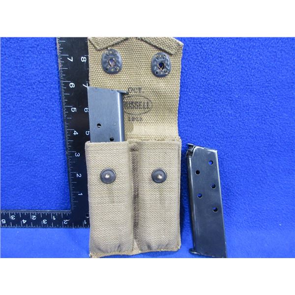 2 - 45 ACP 1911 - 7 Round Magazines in WWI Era Russell 1918 2 Mag Pouch