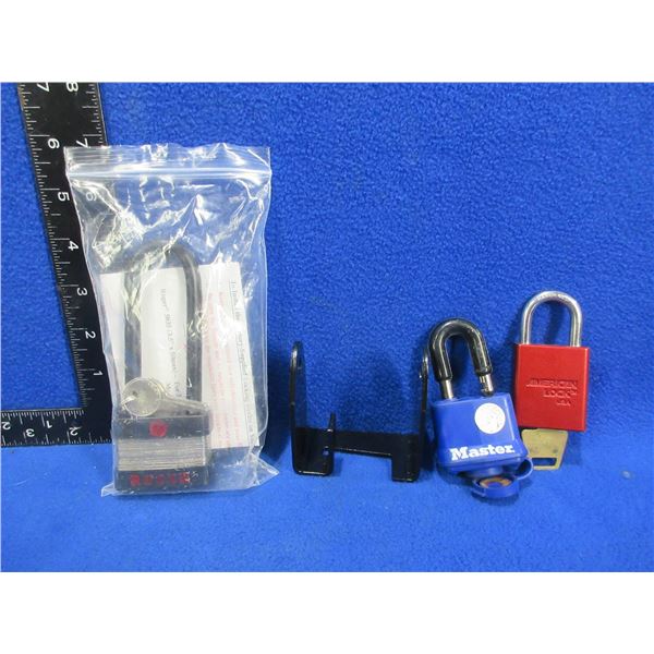 3 Padlocks - Ruger Trigger Lock (2 Keys), American (1 Key), Master (No Key)