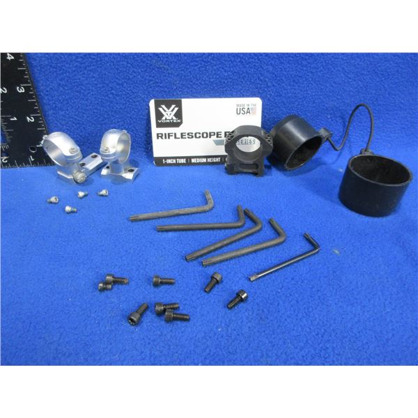 Lot of Misc. - Leupold 1" Rings, Vortex 1" Ring, Lens Covers, Screws, Etc.