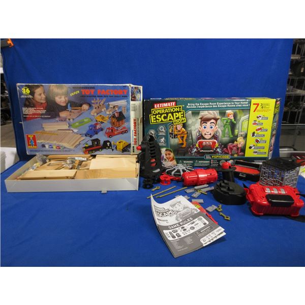 2 Childrens Games - JR. Woodworkers Toy Factory & Operation Escape Room