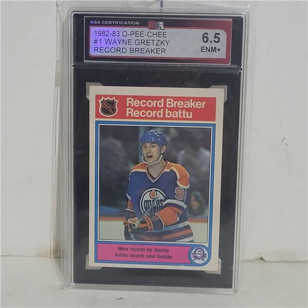 1982-83 O-Pee-Chee #1 Wayne Gretzky Record Breaker - Graded 6.5 ENM+ KSA