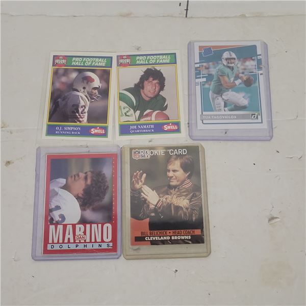 Lot of 5 Older NFL Football Cards