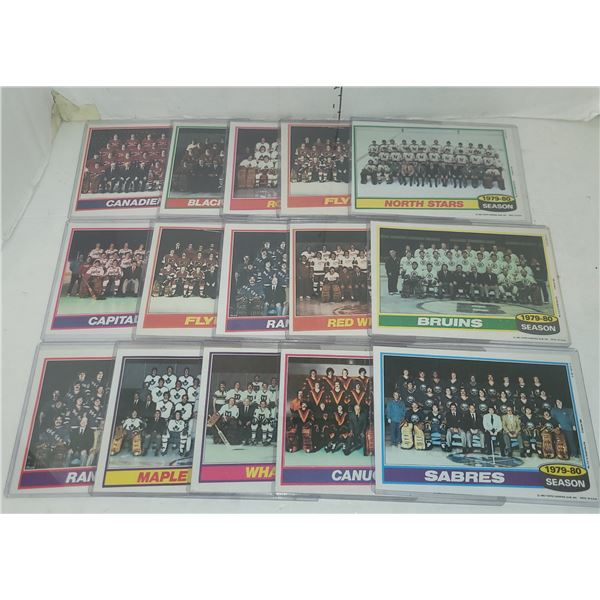 Lot of 15 1980 Topps 5x7 Team Cards