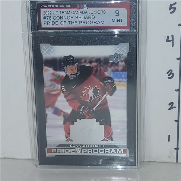 2022 UD Team Canada Juniors #78 Connor Bedard Pride of the Program - Graded 9 MINT KSA