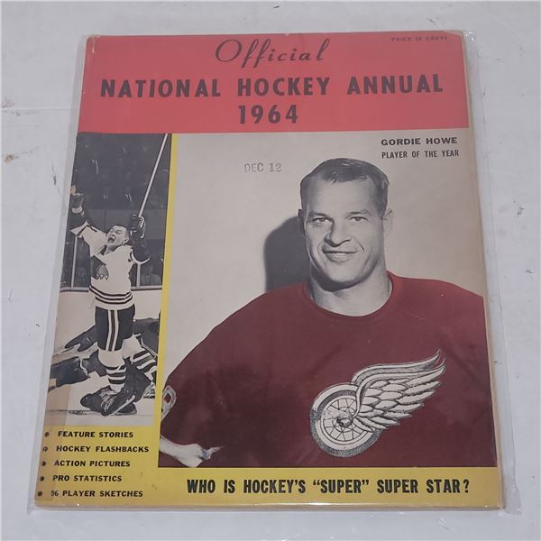 O1964 Official NHL Hockey Annual Gordie Howe Cover