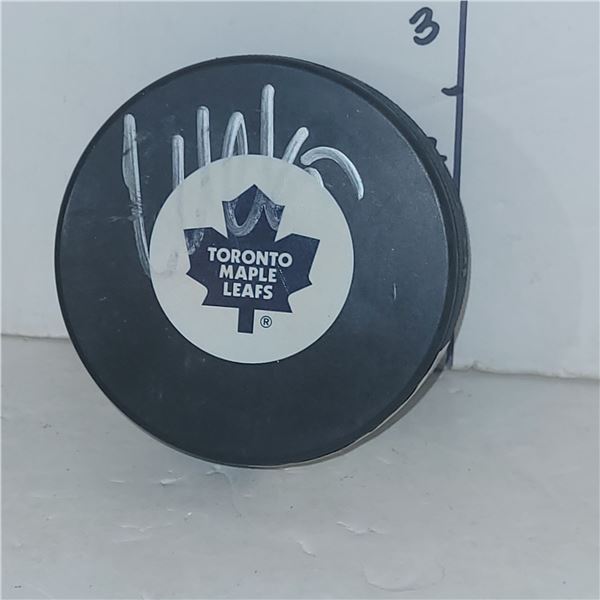 Signed Wendal Clark Toronto Maple Leafs Puck w/ COA GCG