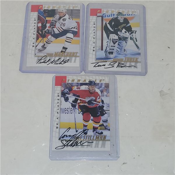 Lot of 3 1998 Pinnacle Be A Payer Autograph Cards - Roman Turek, Todd Marchant, Cory Stillman