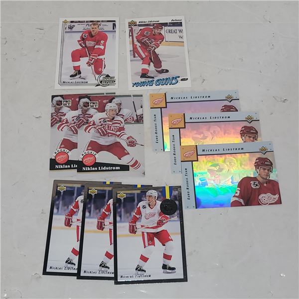 Lot of 10 Niklas Lidstrom Red Wings Rookie Cards