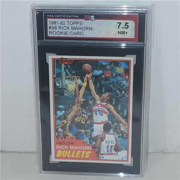 1981-82 Topps #98 Rick Mahorn Rookie Card - Graded 7.5 NM+ KSA