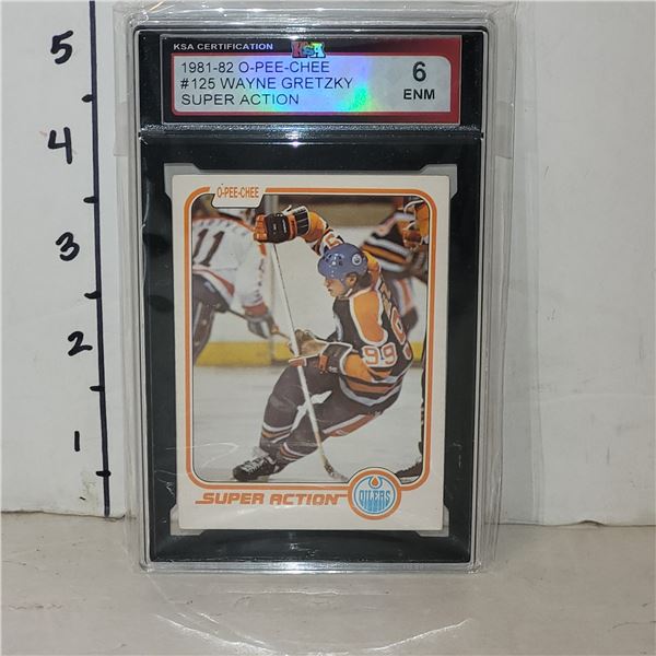 1981-82 O-Pee-Chee #125 Wayne Gretzky Super Action - Graded 6 ENM KSA