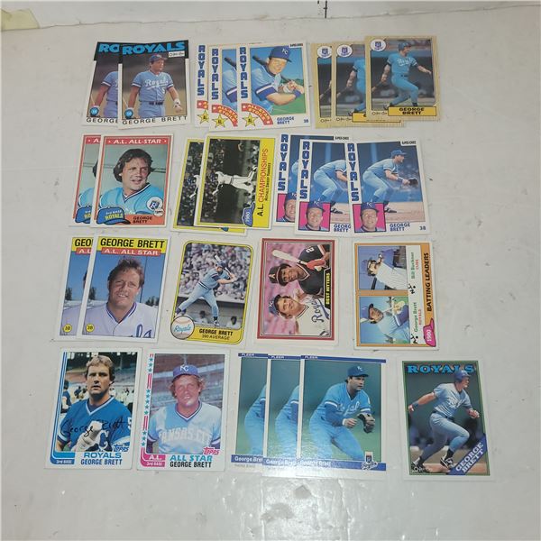 Lot of 27 1980s George Brett KC Royals HOF Cards