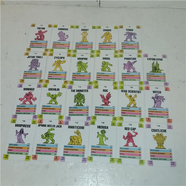 Lot of 23 1992 Original Monster In My Pocket Battle Cards - Rare Cards!