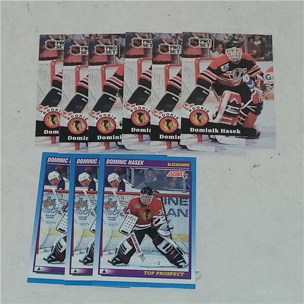 Lot of 9 Dominik Hase Rookie Cards  - Blackhawks HOF