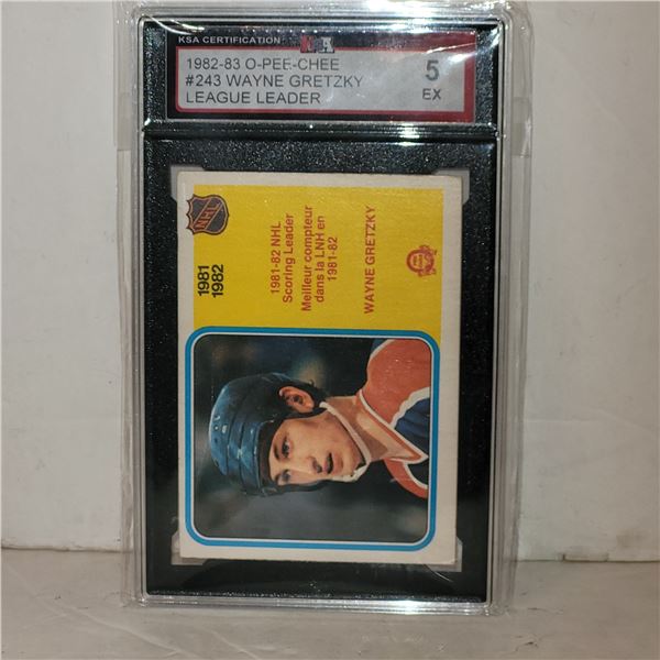 1982-83 O-Pee-Chee #243 Wayne Gretzky League Leader - Graded 5 EX KSA