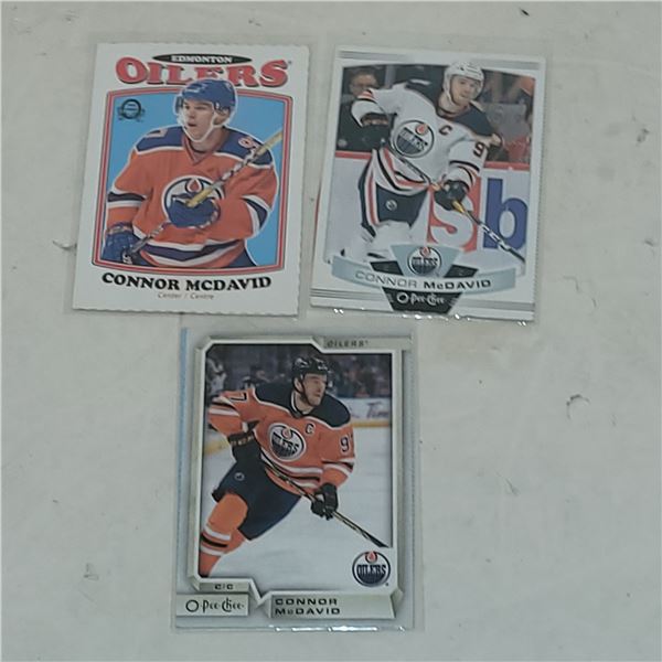 Lot of 3 Various Years Connor McDavid Cut Box Bottoms Blank Backs