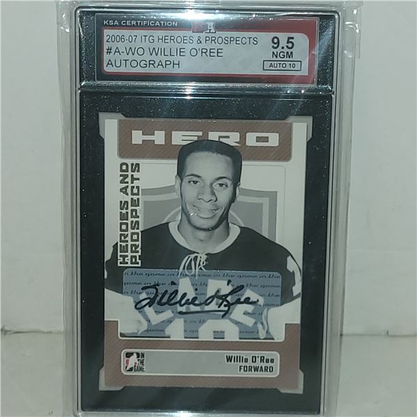 2006-07 ITG Heroes & Prospects #A-WO Willie O'Ree Autograph - Graded 9.5 NGM Auto 10 KSA