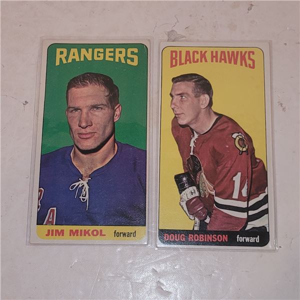Lot of 2 1964-65 Topps Tall Boy Cards #36 Jim Mikol & #84 Doug Robinson