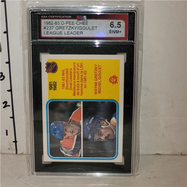 1982-83 O-Pee-Chee #237 Gretzky/Goulet League Leader - Graded6.5 ENM+ Ksa
