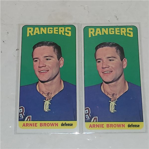 1964-65 Topps Tall Boy #34 Arnie Brown NY Rangers Rookie Card x2