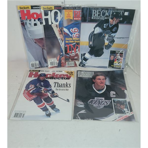 Lot of 6 Beckett Magazines - All Gretzky Covers Inl Issue #1 and Last Retirement
