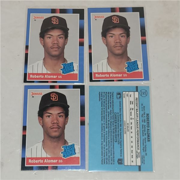 Lot of 4 1988 Donruss Rated Rookie #34 Roberto Alomar Rookie Cards