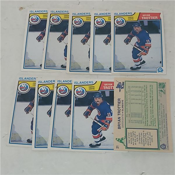 Lot of 10 1983 OPC #21 Bryan Trottier NY Islanders HOF