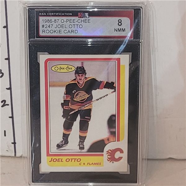 1986-87 O-Pee-Chee #247 Joel Otto Rookie Card - Graded 8 NMM KSA