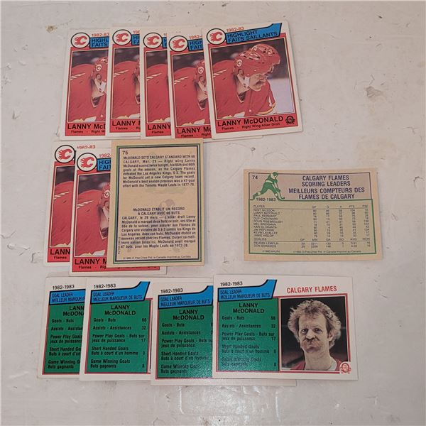 Lot of 13 1980s Lanny McDonald Calgary Flames Cards