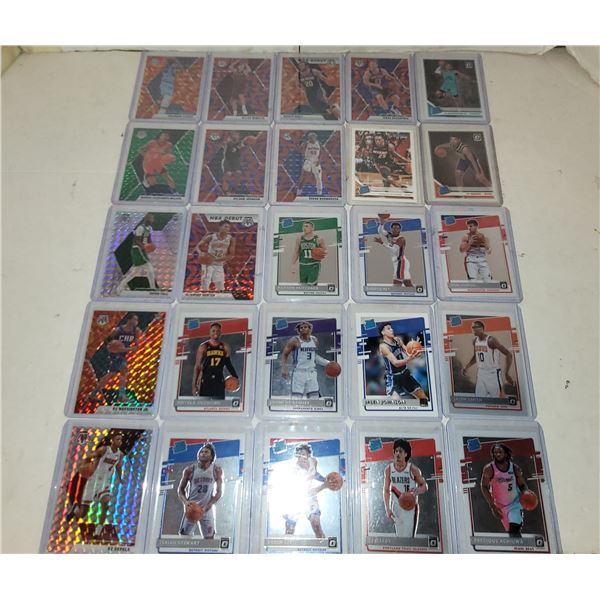 Lot of 25 Panini NBA Rookie Card Lot - Prizms, Paralells, Rated Rookies