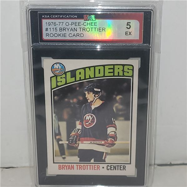 1976-77 O-Pee-Chee #114 Bryan Trottier Rookie Card - Graded 5 EX KSA