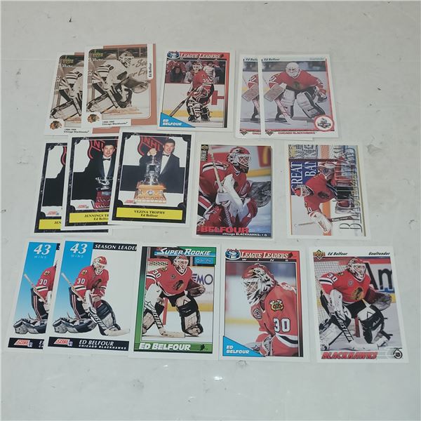 Lot of 15 Ed Belfour Cards - Many Rookies