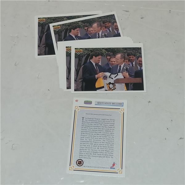 Lot of 20 1991 Upper Deck #47 Mario Lemieux & George Bush White House Visit Cards - Mint