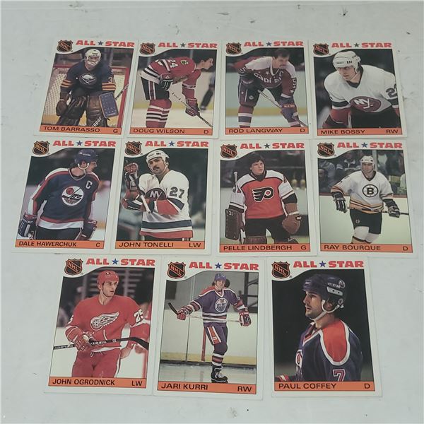 Lot of 11 1985-86 NHL Topps All-Star Stickers