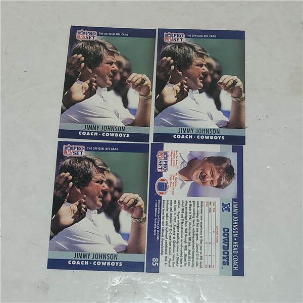 Lot of 4 Jimmy Johnson Dallas Cowboys Rookie Cards