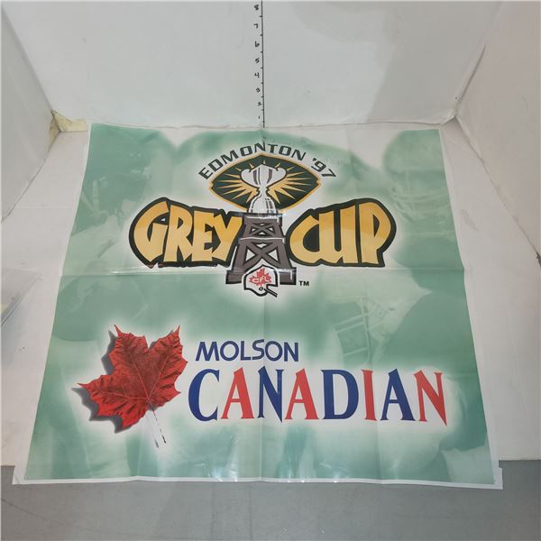 Rare 1997 Grey Cup Molson Canadian Banner 21x20  Plastic