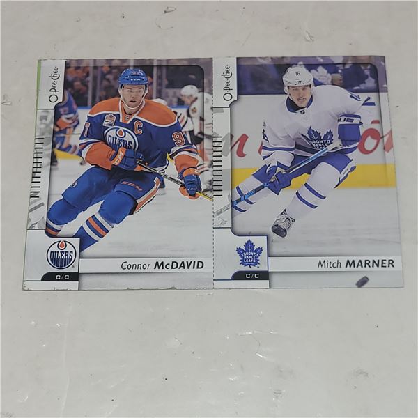 2017-18 OPC Blaster Box Bottom Panel Connor McDavid & Mitch Marner - Rare Blank Back