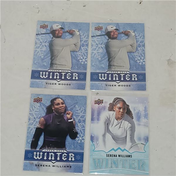 Lot of 4 Upper Deck Winter Limited Edition Set - Tiger Woods & Serena Williams