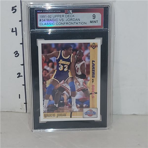 1991-92 Upper Deck #34 Magic vs Jordan Classic Confrontation - Graded 9 MINT KSA