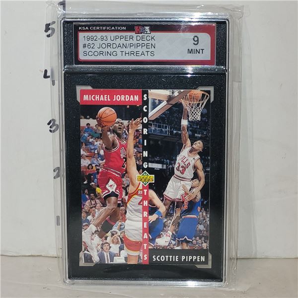 1992-93 Upper Deck #62 Jordan/Pippen Scoring Threats - Graded 9 MINT KSA