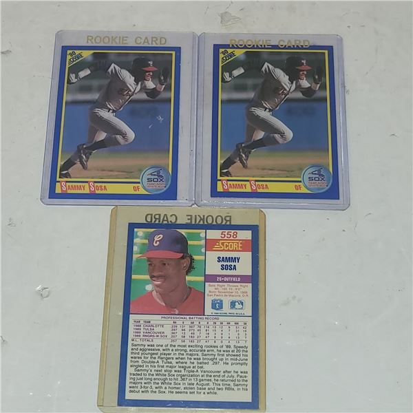 Lot of 3 Sammy Sosa Rookie Cards
