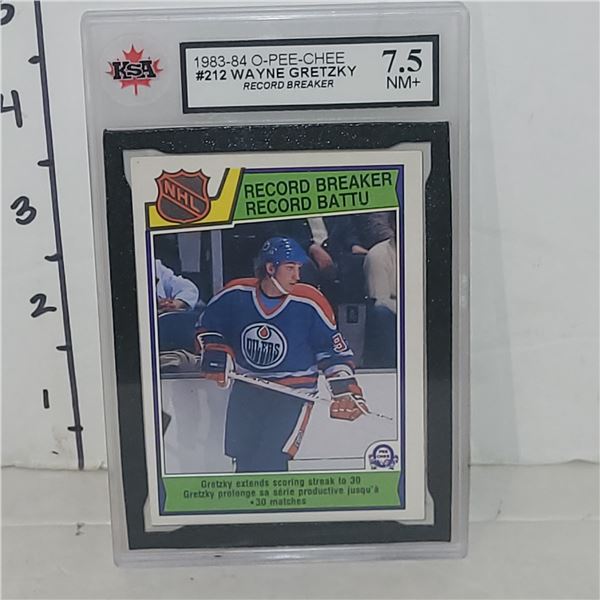 1983-84 O-Pee-Chee #212 Wayne Gretzky Record Breaker - Graded 7.5 NM+ KSA