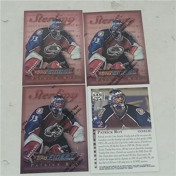 Lot of 4 1996 Topps Finest Sterling w/ Coating #154 Patrick Roy